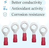 CEEYSEE 100Pcs M6 Red Insulated Ring Terminal Electrical Wire Crimp Connectors view 4