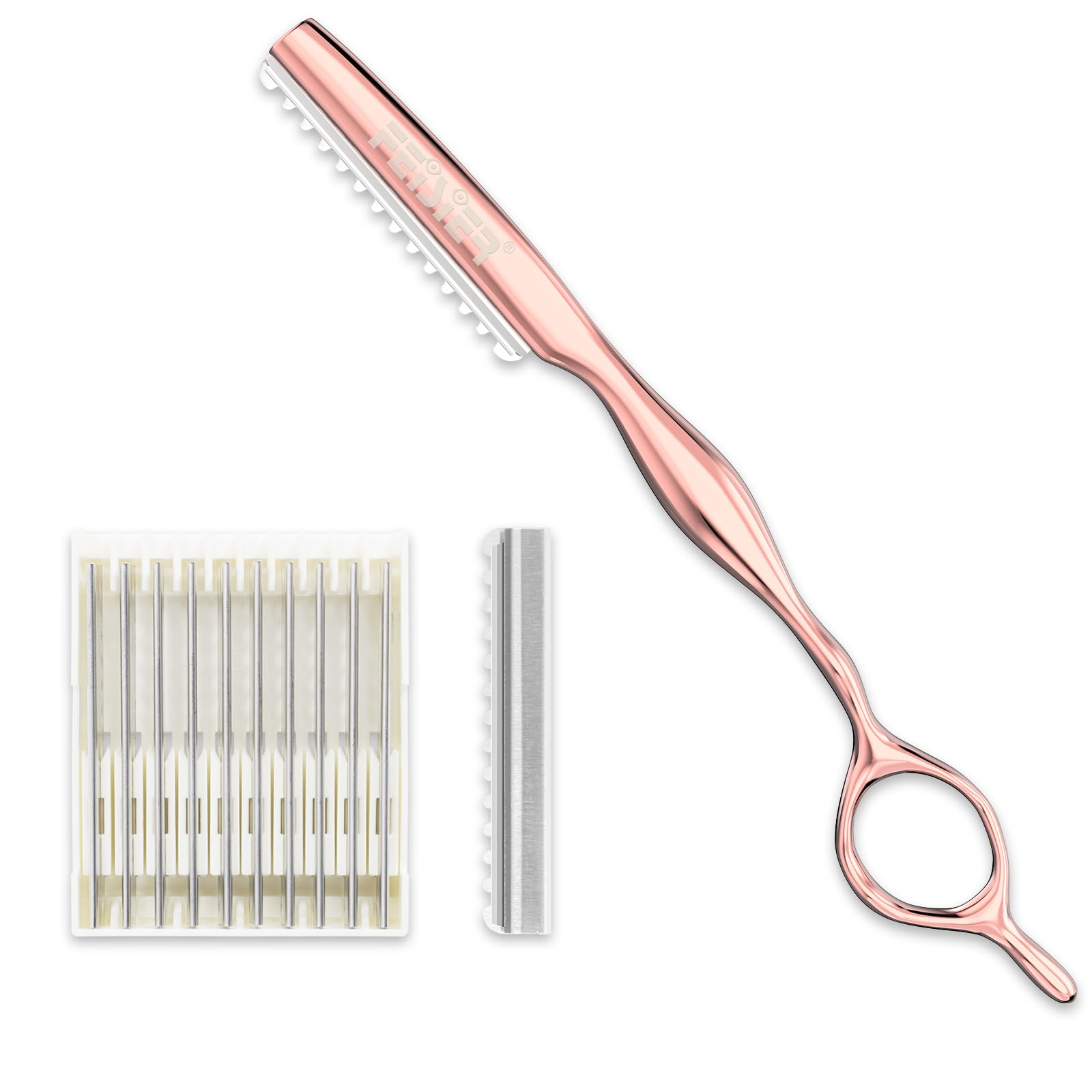 Photo 1 of FEISIER Hair Razors for Cutting Hair, Professional Styling Texturizing Razor, Stainless Steel Thinning Razor Kit with 10 Replacement Blades, Premium Texture Cutting Razor for Salon and Home