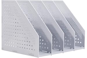 Saikvi 4pcs White A4 Paper Desktop File Organizer Holder for Office Desktop Organization Collection (4 Compartments, 9.5’ H x