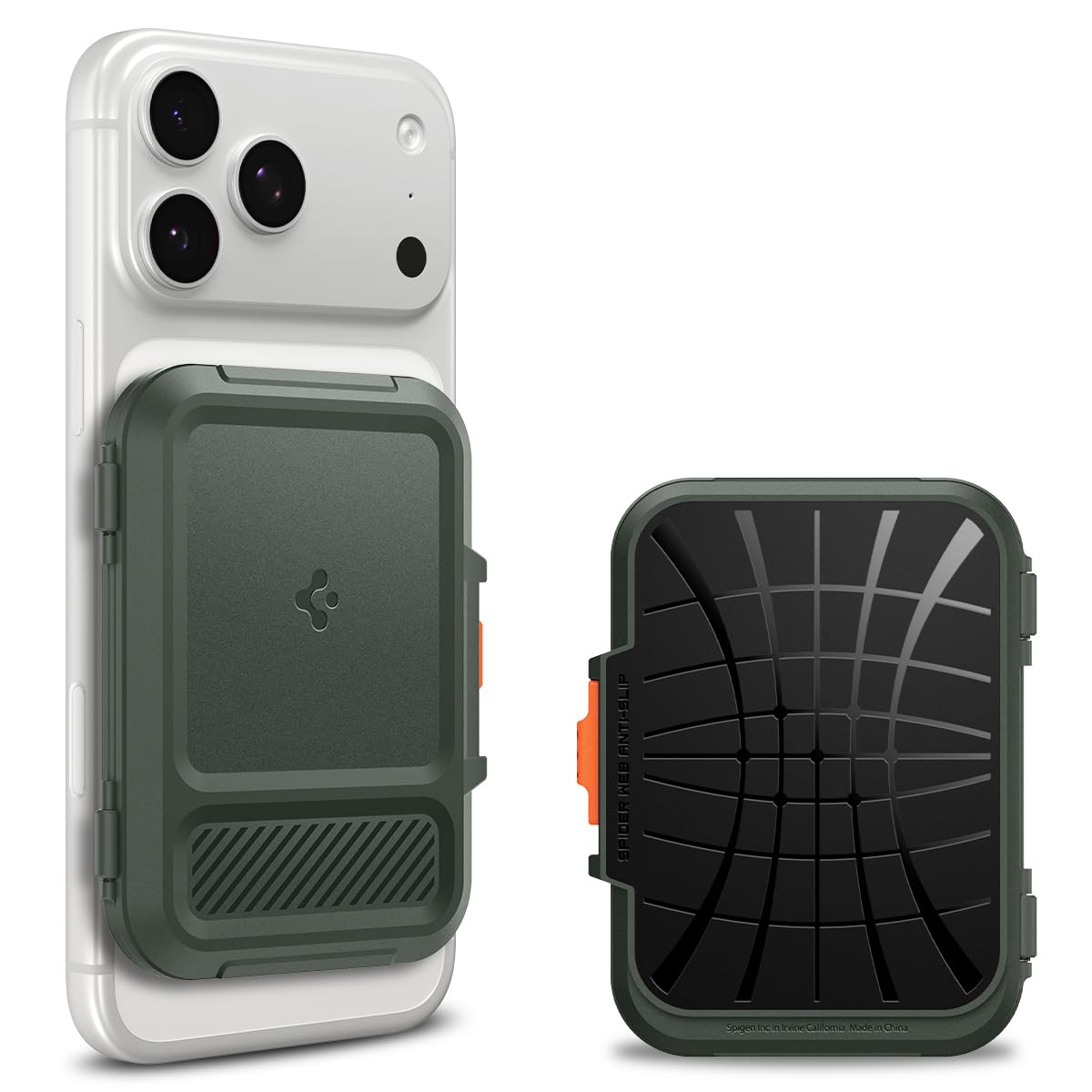 Spigen Lock Fit Magnetic MagSafe Wallet Card Holder Compatible with iPhone 17/16/15/14/13/12 Series and PixelSnap Cases for Pixel 10 Series - Military Green