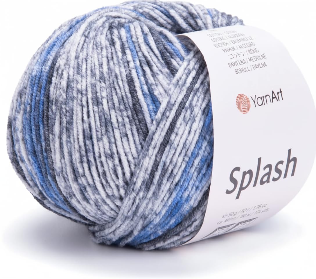 YarnArt Jeans Splash Sports Yarn Variegated 55% Cotton, 45% Acrylic, 1 Skein/Ball, 50 Gram, 174 Yards, Soft Cotton Yarn, Amigurumi Yarn (947) โ image 1