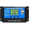 EEEkit 30A Solar Charge Controller, Solar Panel Charger Controller 12V/24V, Multi-Function Adjustable LCD Display with Dual U