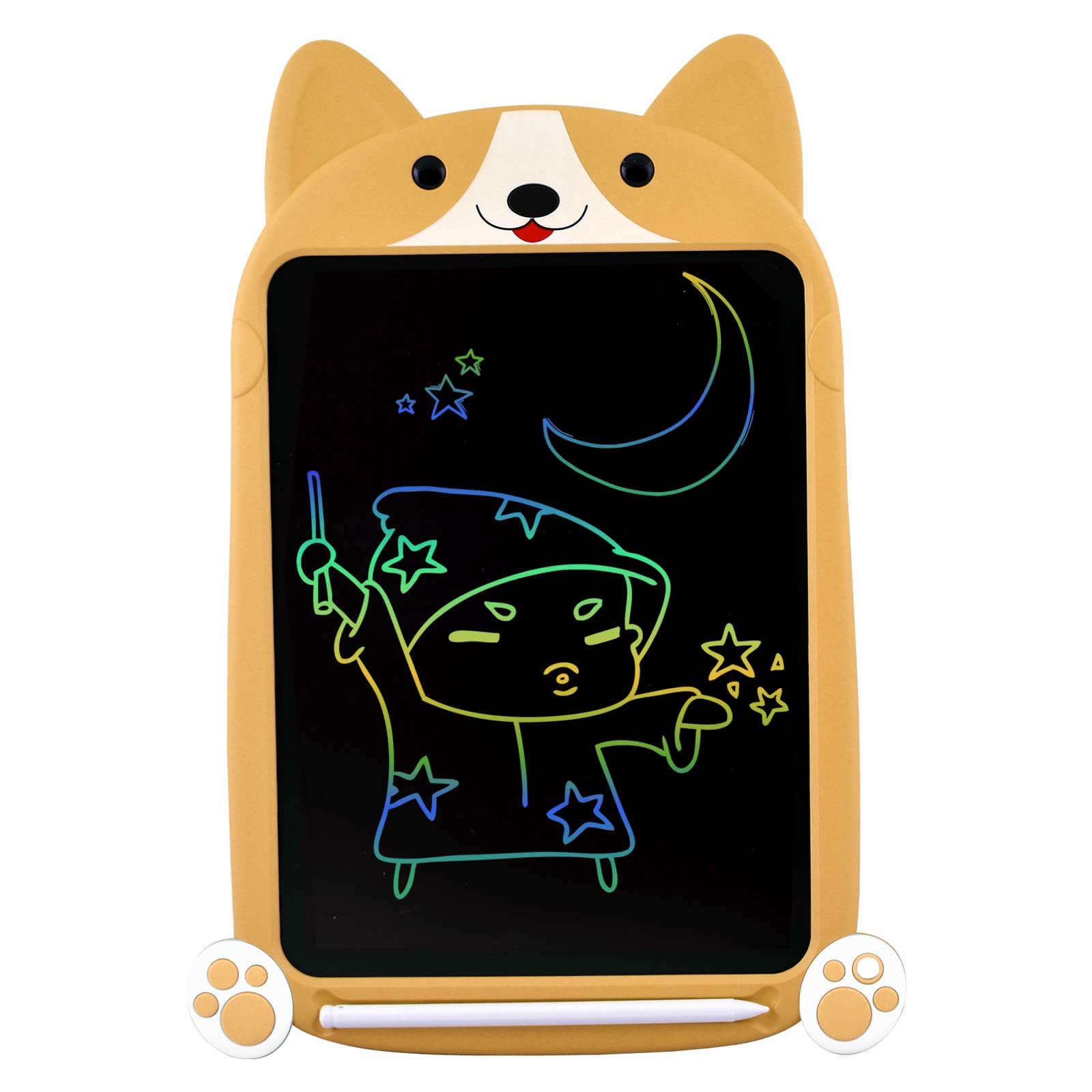 PUPPY LCD Writing Tablet, Large 10 Inch, Colorful Screen, Erasable Electronic Digital Drawing Pad Doodle Board With Stylus Pen, Gift for Kids Adults Home School Office (Yellow)