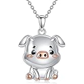 JBAERD Goose/Pig/Highland Cow Necklace for Women Sterling Silver Animal Pendant Jewlery Gifts