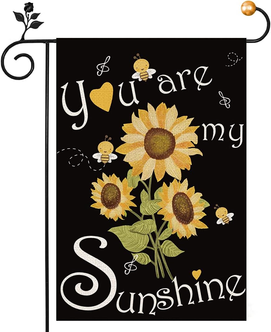 Summer Garden Flag 12×18 Inch, Sunflower You are My Sunshine Garden Flag Double Sided, Summer Floral Garden Flag for Outdoor Small Garden Decoration