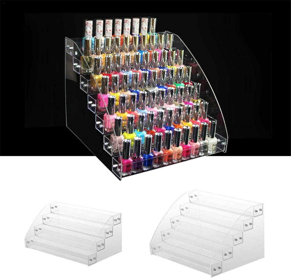 Nail Polish Display Rack Stand Makeup Organizer, Multifunctional Multi-layer 2/3/4/5/6/7 Tiers Acrylic Nail Polish Cosmetics Varnish Storage Display Holder for Nail Polish, Earrings, Necklaces, Rings