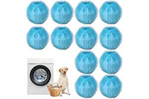 JUGPUN 12 PCS Pet Hair Remover for Laundry, Reusable Dog & Cat Hair Remover for Laundry, Laundry Pet Hair Catcher for Clothes, Bedding, Won’t Damage Fabrics