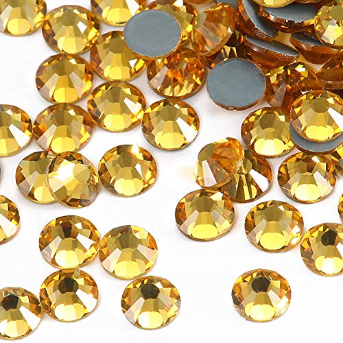 Dowarm 1440 Pieces Hotfix Crystal Rhinestones for Clothes Crafts, Hot Fix Glue on Flatback Crystals, Iron on Crystal Rhinestone (Topaz, SS10)