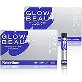 NEWELLME Glow+Beauty Collagen Drink – Liquid Beauty Supplement with Hyaluronic Acid & Antioxidant Complex, Supports Skin Hydration, Hair & Nail Strength, 28 Bottles