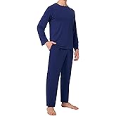 BAMBOO COOL Mens Pajama Set Bamboo Viscose Soft Pijamas Sets for Men Long Sleeve Full Length Pants Pjs Sleepwear with Pockets