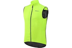 qualidyne Men's Windproof Cycling Vest – Lightweight Full-Zip Sleeveless Biking Jacket with Pockets for Cycling, Running