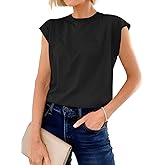 Cicy Bell Womens Cap Sleeve Cotton Tank Tops Summer Casual Loose Fit T Shirts Crew Neck Basic Tee