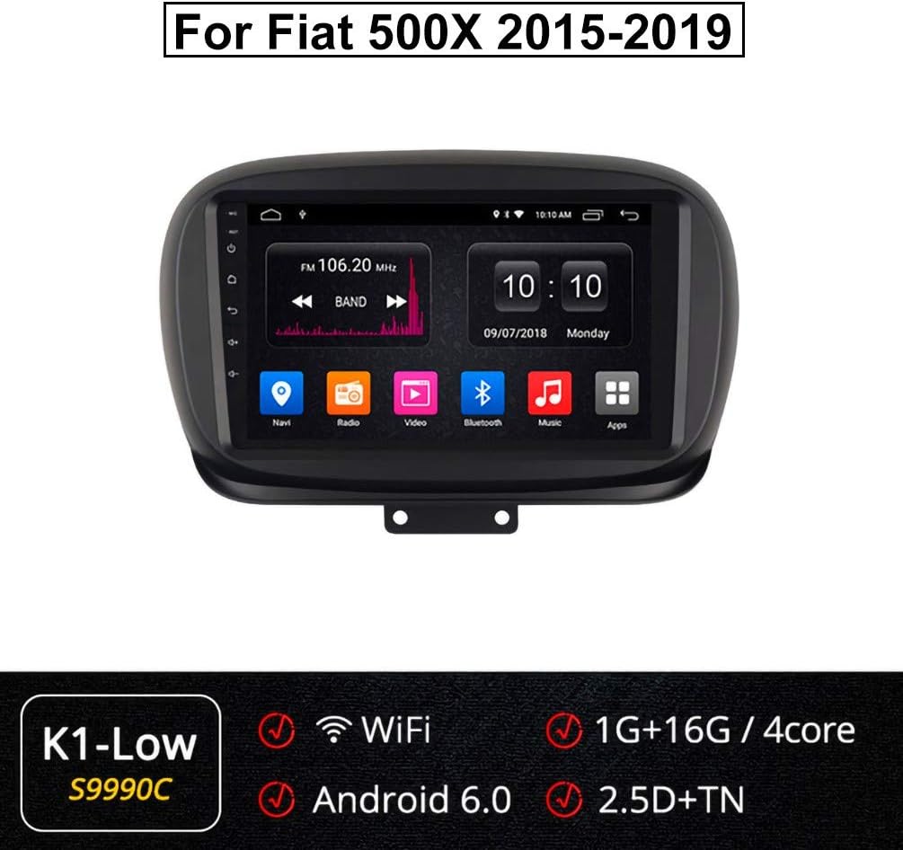 XMZWD Car GPS Navigation Auto Radio Player Android 9.0 4G LTE 360 Panorama, for Fiat 500X 4G+64G Support WiFi/USB/Bluetooth/Mirror Link/Steering Wheel Control