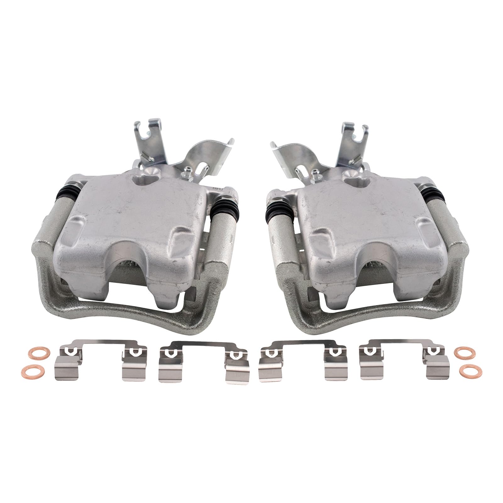 TRQ Rear Brake Caliper Set Zinc Coated Hardware Brackets Compatible with 2014-2015 Chevrolet Malibu Image