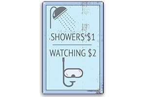 TOOTHSOME STUDIOS Pool Showers $1 Watching $2 Funny Pool Sign 12" x 8" Tin Outdoor/Indoor Sign Home Decor