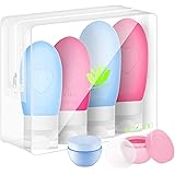 Travel Bottles Set for Shampoo Toiletry: Squeeze Silicone Bottle Refillable Containers Kit for Toiletries - Leak Proof Empty