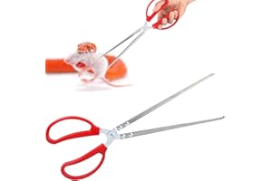 WORFACE 15 Inch Reptile Feeding Tongs, Extra Long Large Snake Feeding Tweezers, Curved or Straight Design Heavy Duty Stainless Steel Feeding Tongs for Ball Python Accessories Aquascape Maintenance