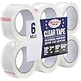 Pacific Mailer Clear Packing Tape, Packaging Tape for Shipping Packaging Moving Sealing, 3 Inch Wide, 2.0mil Thickness, 110 Yard Per Roll [Pack of 6 Rolls]