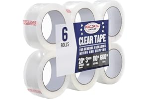 Pacific Mailer Clear Packing Tape, Packaging Tape for Shipping Packaging Moving Sealing, 3 Inch Wide, 2.0mil Thickness, 110 Yard Per Roll [Pack of 6 Rolls]