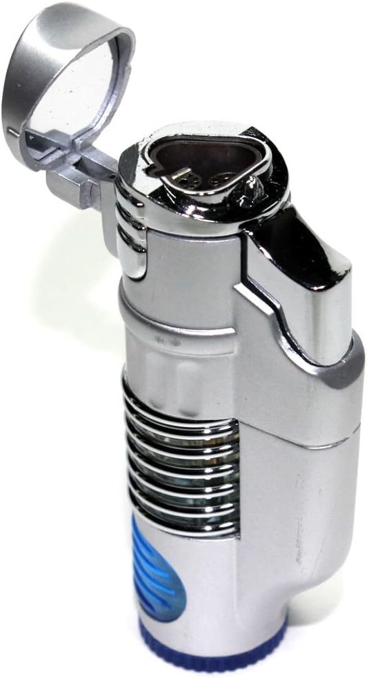 Silver Color S2 Triple Jet Flames Refillable Butane Torch Lighter - 3 1/4 Inch Height - Very Powerful! by Torch Lighter Triple Flames