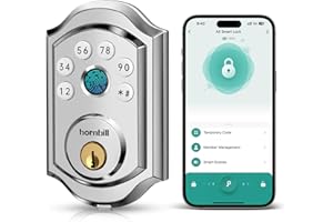 Keyless Entry Door Lock: Silver Hornbill Smart Front Door Lock with Fingerprint Electronic Digital Bluetooth Deadbolt Door Lock with Keypad Code App Alexa Auto Lock for House Apartment