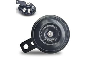 Eratus Motorcycle Horn, 12V Round Super Loud Warning Horn, Iron Waterproof Rust-proof Strong Penetration Modification Speaker Accessories, Universal for Most Motorcycles Scooters (Black)