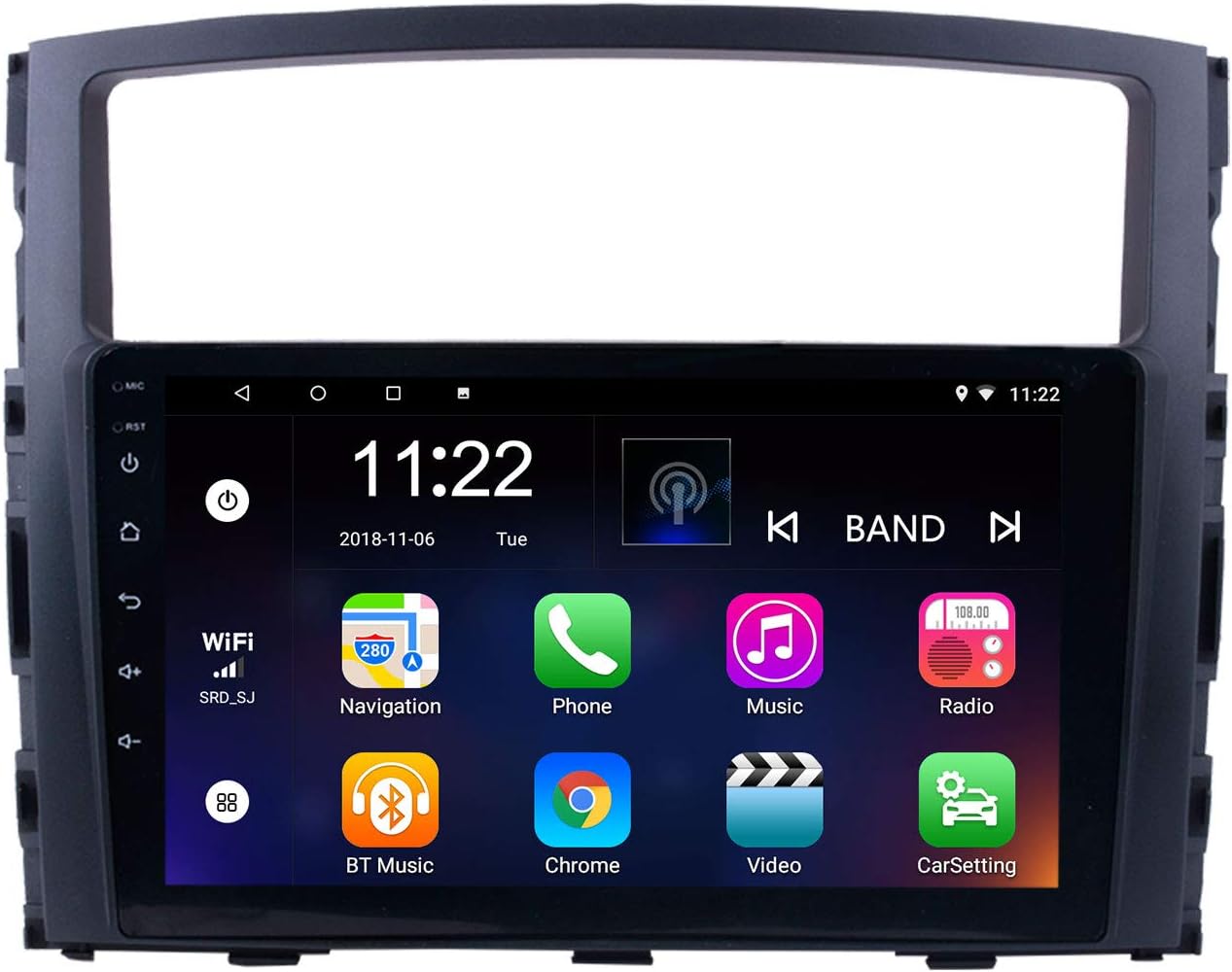 Harfey H661K Android 8.1 Bluetooth Car Radio 9 inch HD Touch Screen Head Unit for 2006-2013 Mitsubishi Pajero V97/V93 Stereo Upgrade GPS Navigation Support 3G 4G WiFi Digital TV Rearview Camera