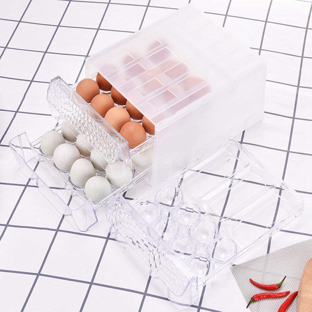 AOLVO Huevera Huevo, Bandeja con Tapa de Doble Capa 34 cuadrícula ...