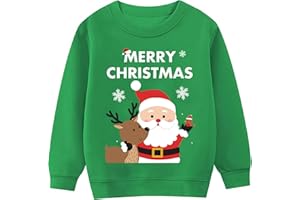 TBBCWWQY Toddler Boys Christmas Sweatshirt Kids Santa Dinosaur Penguin Shirt Xmas Pullover Sweater Long Sleeve Tops 1-7T