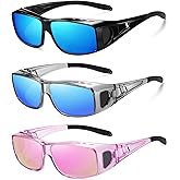 Wzerry Sunglasses Fit Over Glasses Polarized for Men Women, Wrap-Around Glasses UV400 Protection for Driving and Outdoor