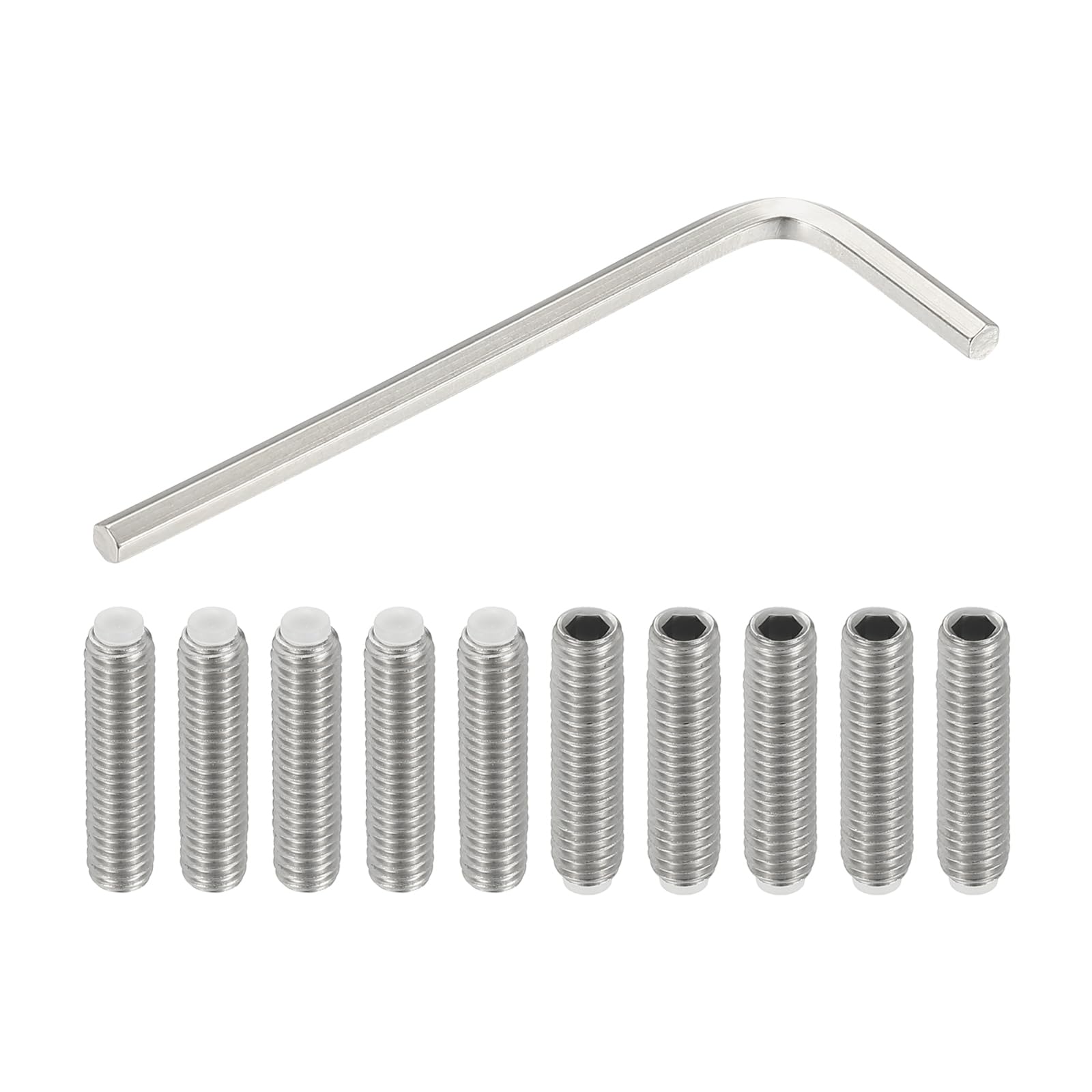 PATIKIL M6x25mm NyLon Tip Grub Screw, 10pcs 304 StainLess SteeL Metric Hex Socket Head Cup Point BoLt Anti SLip InternaL Hex Drive Hardware with l Key Wrench — image 1
