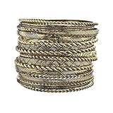 Lux Accessories Flower Mixed Metal Aztec Multi Bangle Set of 19