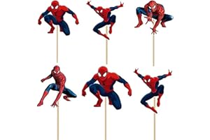 ELSANI 48pcs Spidermann Cupcake Toppers for Birthday Party Cake Decoration Supplies
