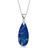 TALYKONG Blue Stone Necklace for Women Dark Blue Teardrop Gemstone Pendant Boho Necklace Jewelry Gifts for Women Mom