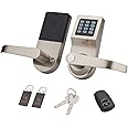 HENYIN Digital Door Lock,Unlock with M1 Card, Code and Key,Handle Direction Reversible (Card+Remote)
