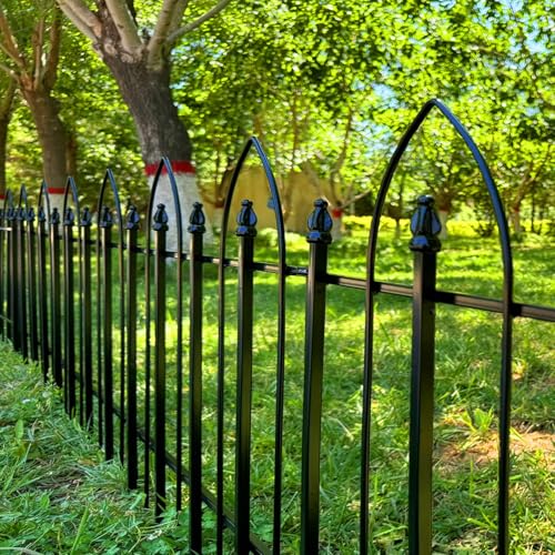 Thealyn Metal Garden Fence Panels, 81cm H x 61cm W, 5-Pack (Total 3m), Rustproof Powder-Coated No-Dig Decorative Border Edging for Yard, Patio & Walkway, Flower Bed, Dog Barrier