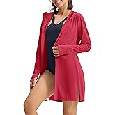 Rdruko Women's Swimsuit Cover Ups, UPF50+ Long Sleeve Beach Vacation Bathing Suit SPF Zip Hooded Shirts Lightweight Quick Dry