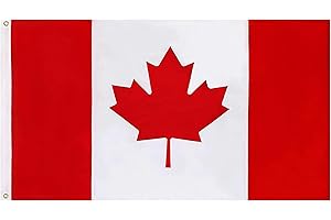 Premium Canadian Flag 3x6 Ft - Heavy Duty 250D Oxford Nylon, Embroidered Maple Leaf, Official 1:2 Proportion (36x72 Inches) -