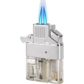 Coldown Butane Lighter Insert, Torch Lighters with Dual Torch Jet Flame | Flame Adjustable and Fuel Refillable Lighters, Windproof Gas Lighter, Unique Gifts for Men Dad Husband, Fuel No Included