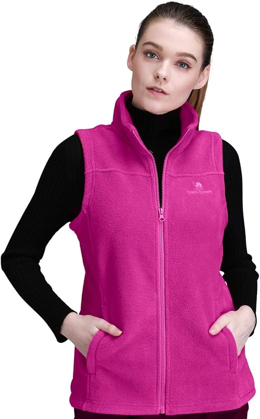 CAMEL CROWN Fleece Vest Men Women FullZip Sleeveless Jacket Plus Size