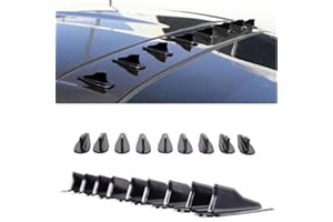CoscosX 10 Pcs Mini Shark Fin Diffuser Vortex Generator Universal Car Truck SUV Roof Decoration Spoiler Wing Carbon Fiber Car Accessories 2.95inch,Black