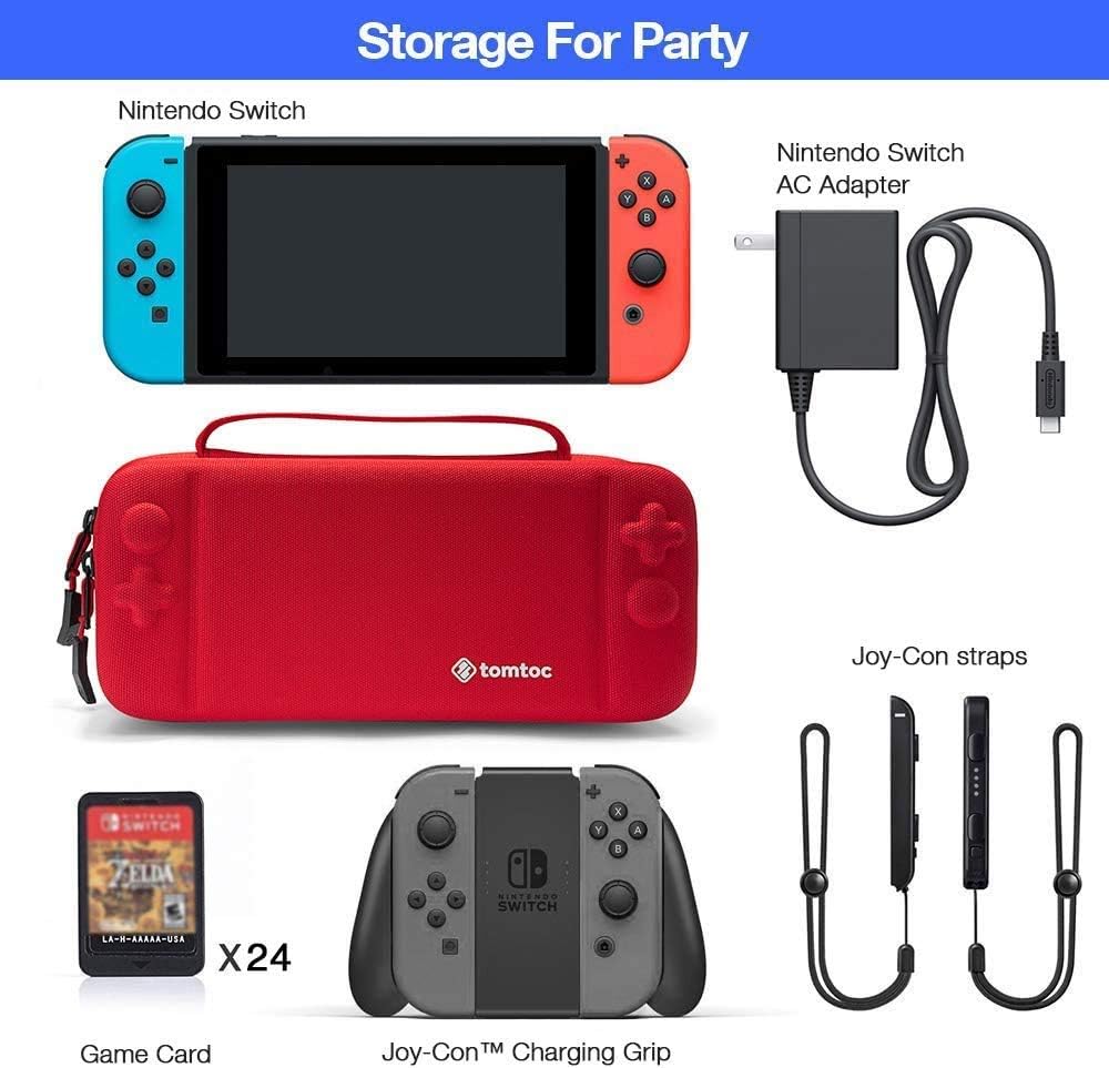Hard Storage Case Compatible with Nintendo Switch, tomtoc Original Protective Hardshell Travel Handle Case Carrying Bag Cover fit Nintendo Switch Console and Accessories, 24 Game Card Slots: Video Games