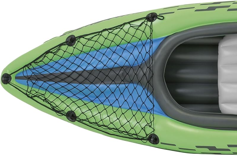 Challenger K1 Kayak 1 Man Inflatable Canoe with Aluminum Oars and Hand Pump, Green/Blue