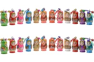STOBOK Matryoshka Russian Dolls Key Chains,Wooden Russian Nesting Dolls Key Rings Charms, Set of 24