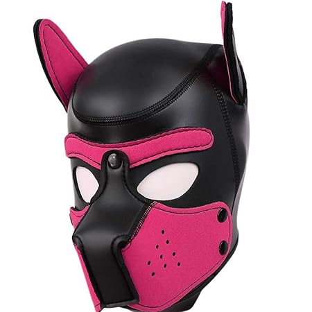 AmaMary sexy Cosplay welpenmaske, sexy Cosplay Rolle spielhund volle kopfmaske gepolsterte Gummi welpen spielmaske weich (hei