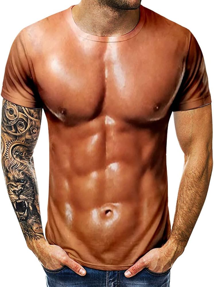 Muscle Fitness T-Shirt Manica Corta da Uomo, Estate Casual Sport Traspirante Umidità Girocollo T-Shirt da Uomo Top, per Bodybuilding Palestra Allenamento Muscolare Tee Shirt