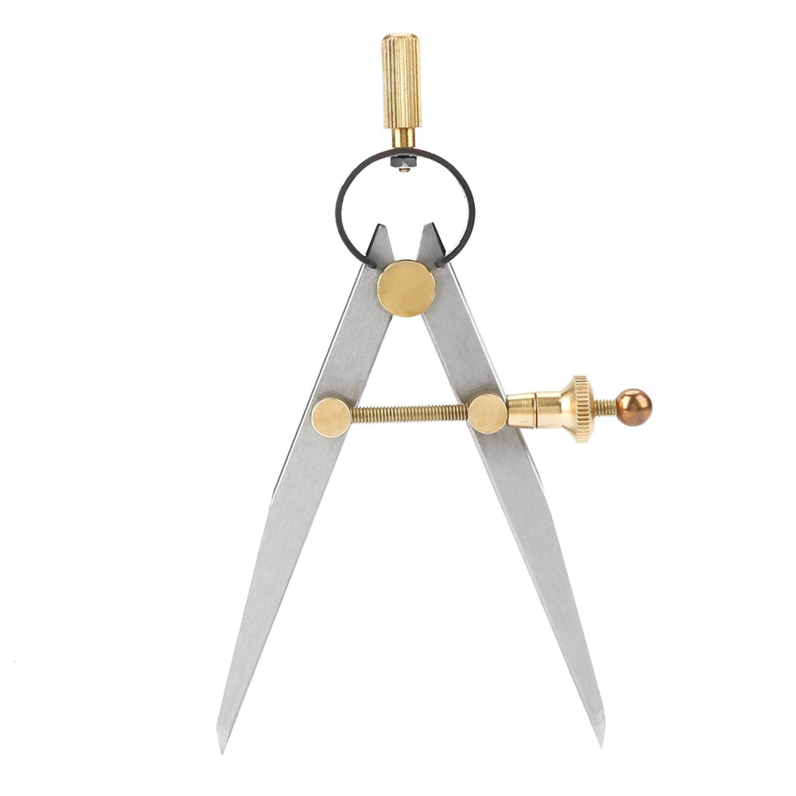 Adjustable Compass Divider, 100mm Lockable Steel Leather Rotating Scratch Leathercraft DIY Sewing Tools for Geometry, Drawing, Drafting