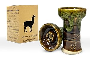 Premium Ceramic Hookah Bowl Made by Alpaca Bowl - MiniRook– Hookah Head Bowl Premium Shisha Bowl Phunnel Hookah Bowls for Smoking with Hookah - Hookah Top Bowl (Green Brown)