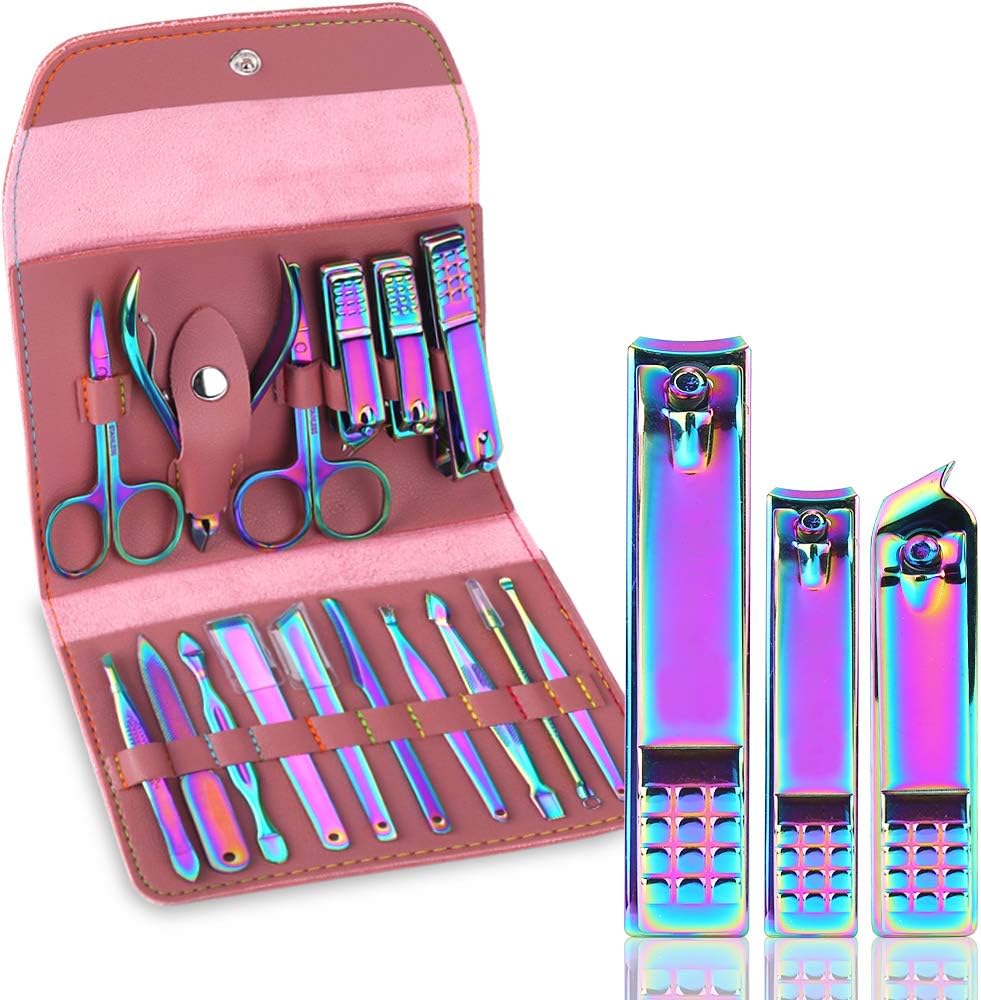 Manicure Set Nail Clippers Kit Manicure Pedicure Gift Set, 16-in-1 Professional Stainless Steel Women Grooming Kit with Portable PU Leather Case: Health & Personal Care