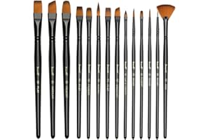 Brusarth Paint Brushes Set, 14 PCS Artist Brush for Acrylic Oil Watercolor Gouache Artist Professional Painting Kits with Synthetic Nylon Tips